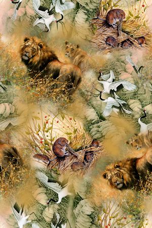 狮子印花华亿平台图片