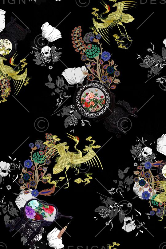 黑白华亿平台印花华亿平台图片