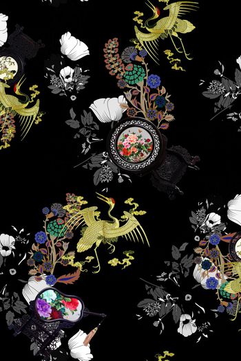 黑白华亿平台印花华亿平台图片