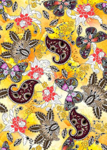 民族花卉印花华亿平台图片