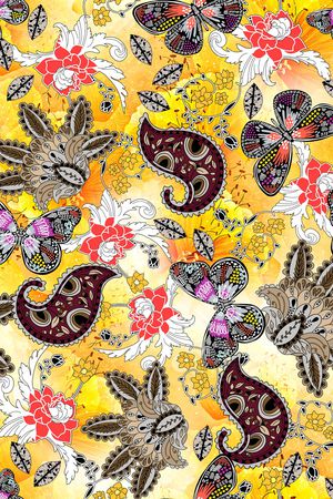 民族花卉印花华亿平台图片