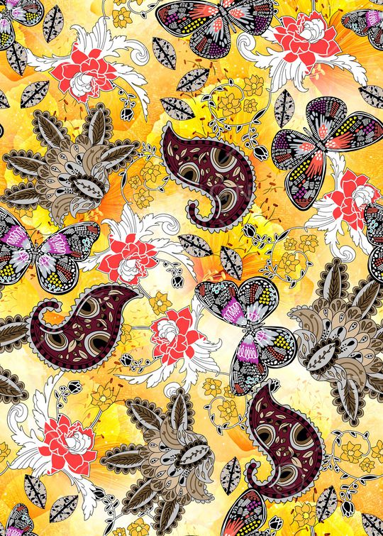 民族花卉印花华亿平台图片