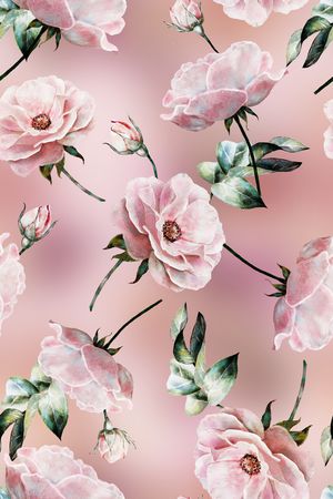 水彩花卉印花华亿平台图片