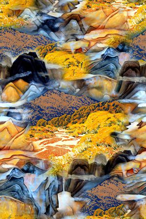 风景景观印花华亿平台图片