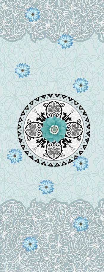 1043261-独幅花纹七命轮花卉