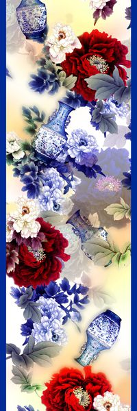 青花瓷印花华亿平台图片