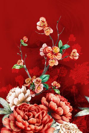 中国风定位花印花华亿平台图片