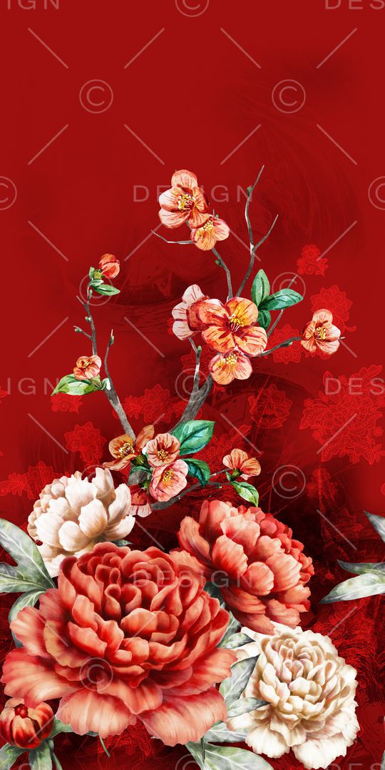 中国风定位花印花华亿平台图片