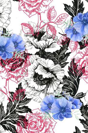 清爽底花卉印花华亿平台图片