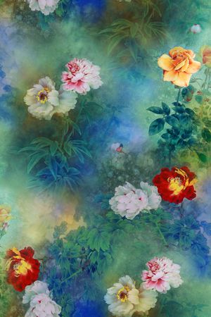 牡丹印花华亿平台图片