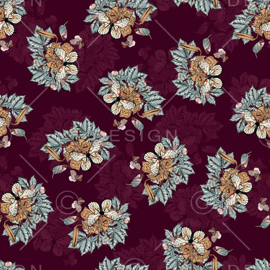 黑底花卉印花华亿平台图片