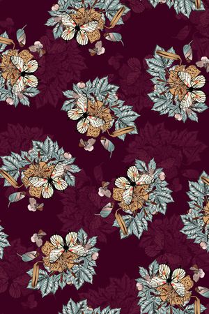 黑底花卉印花华亿平台图片