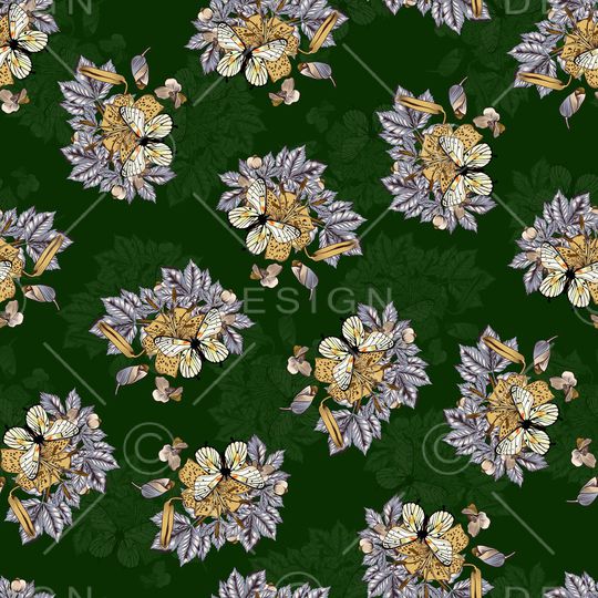 黑底花卉印花华亿平台图片