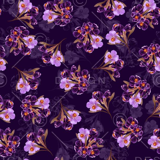 黑底花卉印花华亿平台图片