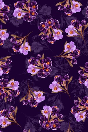 黑底花卉印花华亿平台图片