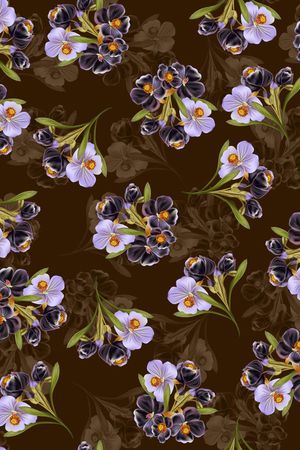 黑底花卉印花华亿平台图片