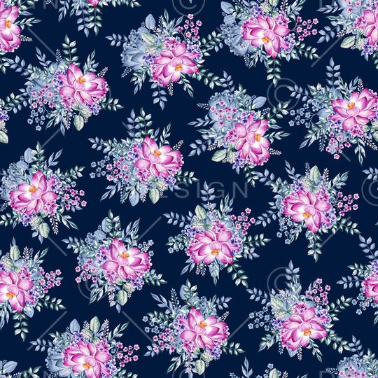 黑底花卉印花华亿平台图片