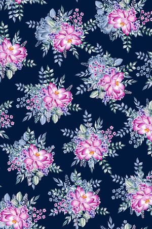 黑底花卉印花华亿平台图片