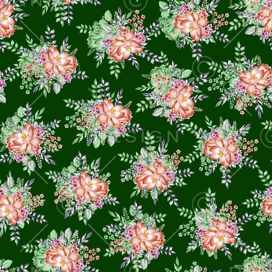 黑底花卉印花华亿平台图片