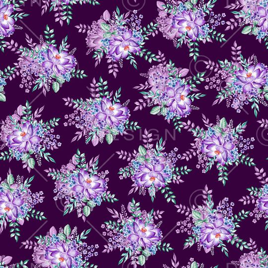 黑底花卉印花华亿平台图片