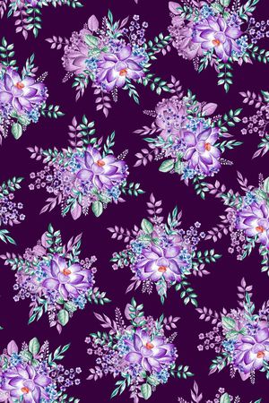 黑底花卉印花华亿平台图片