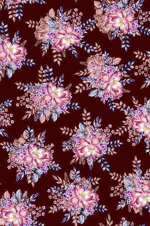 黑底花卉印花华亿平台图片