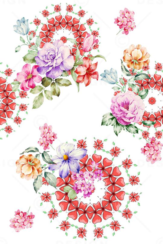 水彩花卉印花华亿平台图片