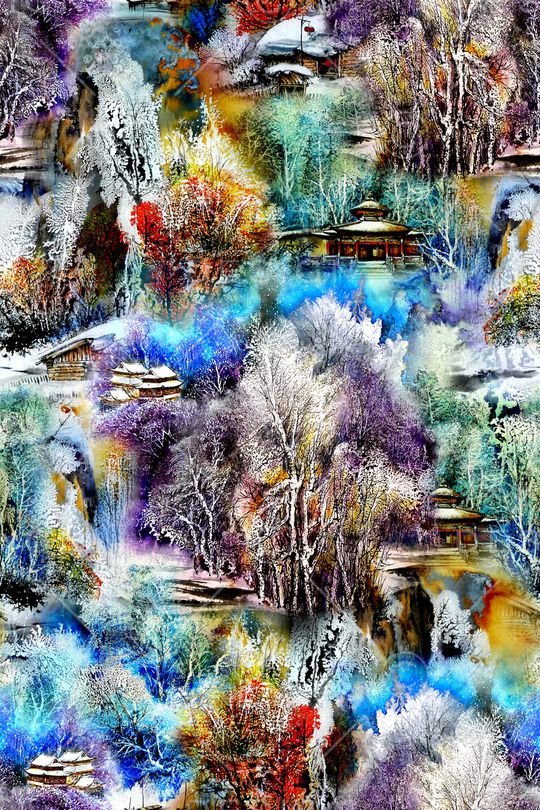 风景景观印花华亿平台图片