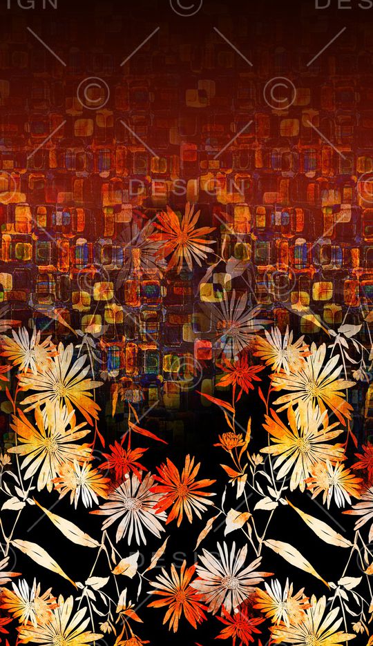 水彩花卉印花华亿平台图片