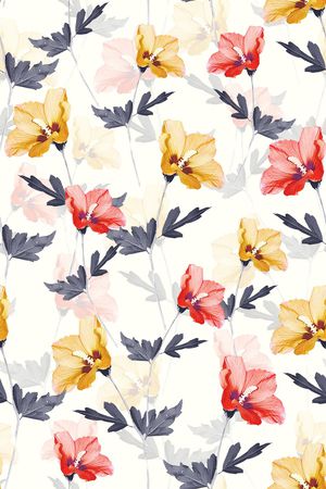 水彩花卉印花华亿平台图片