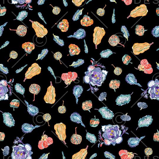 黑底花卉印花华亿平台图片