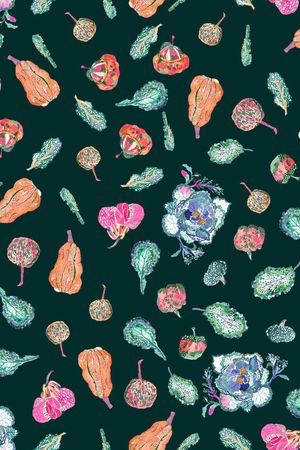 黑底花卉印花华亿平台图片