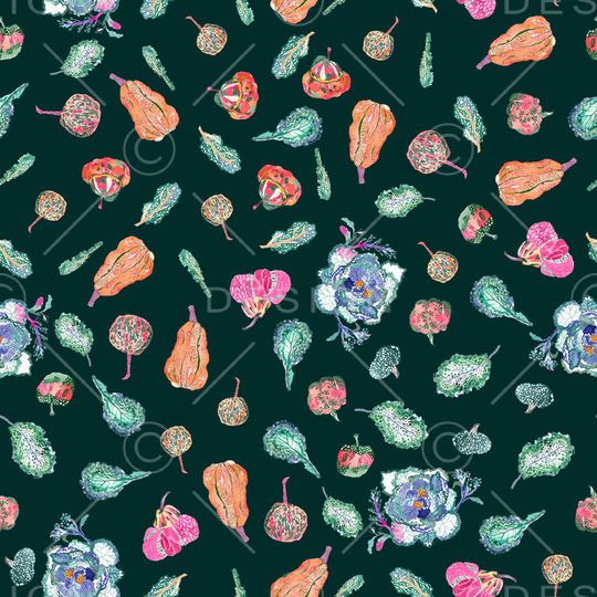 黑底花卉印花华亿平台图片