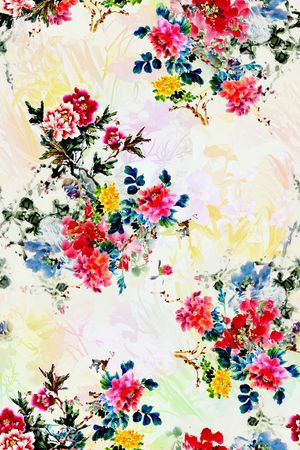 水彩花卉印花华亿平台图片