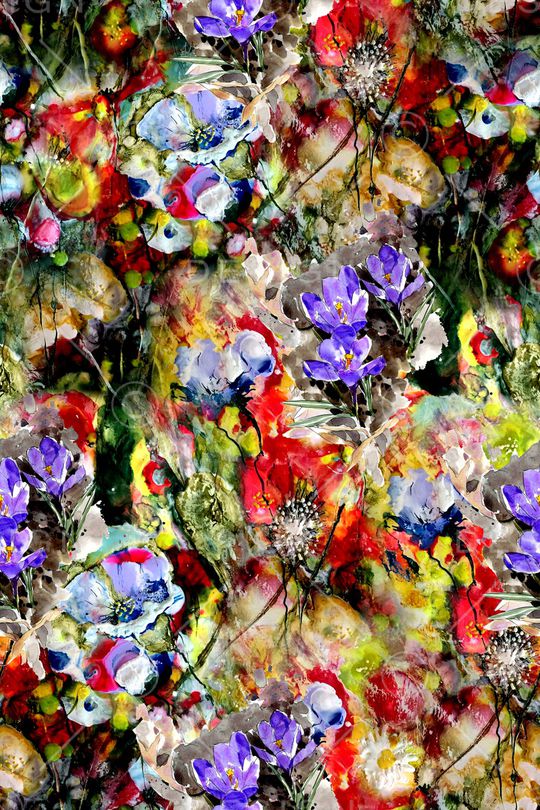 水彩花卉印花华亿平台图片