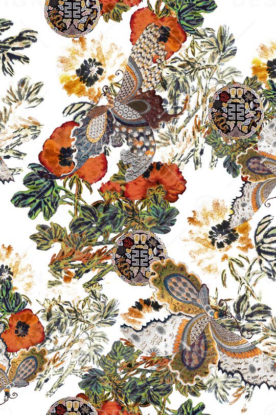 蝴蝶印花华亿平台图片