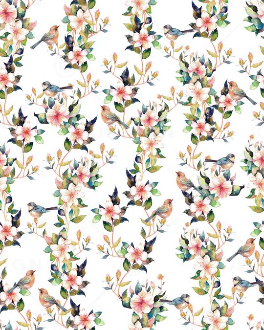 水彩花卉印花华亿平台图片