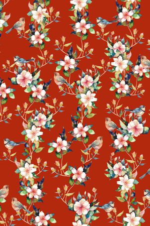 水彩花卉印花华亿平台图片