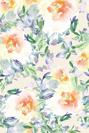 水彩花卉印花华亿平台图片