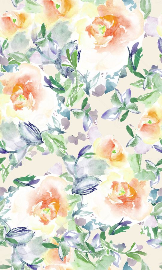 水彩花卉印花华亿平台图片