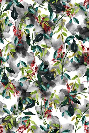 水彩花卉印花华亿平台图片