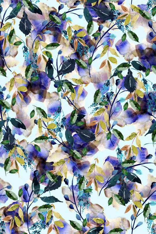 水彩花卉印花华亿平台图片