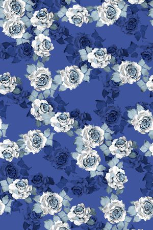 手绘玫瑰印花华亿平台图片