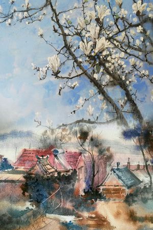 玉兰花印花华亿平台图片