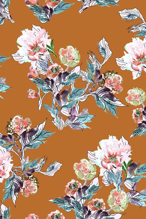 水彩花卉印花华亿平台图片