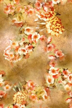 朦胧花卉印花华亿平台图片