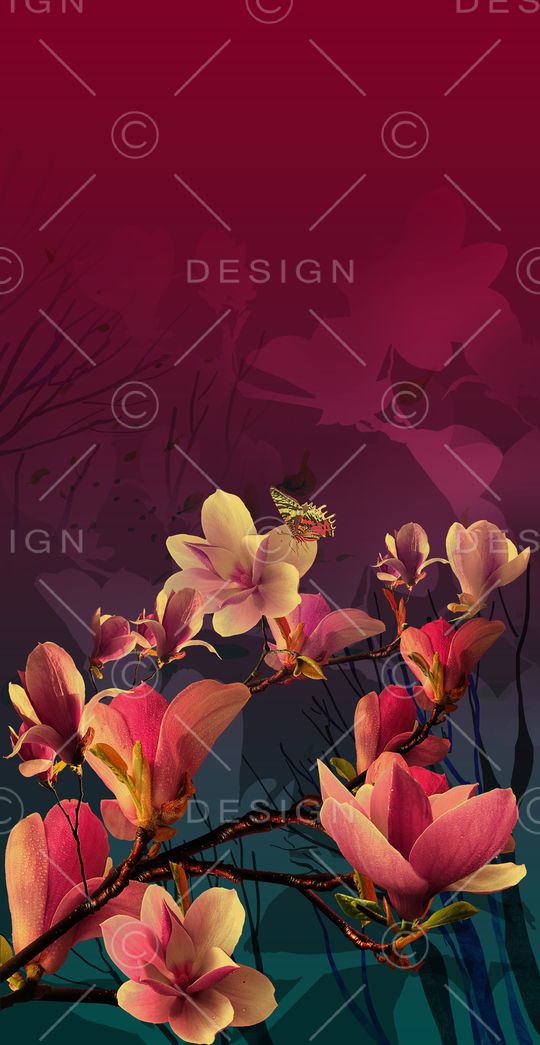 玉兰花印花华亿平台图片