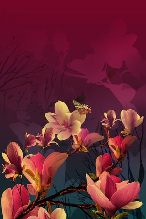 玉兰花印花华亿平台图片