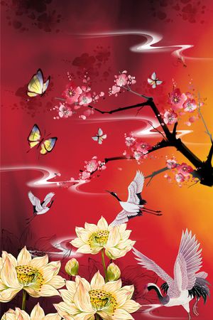 梅花印花华亿平台图片