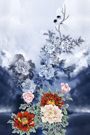 牡丹印花华亿平台图片